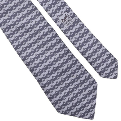 HERMES Silk All-Over Pattern Tie Gray