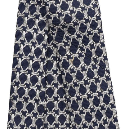 HERMES Silk All-Over Pattern Tie Navy/Silver