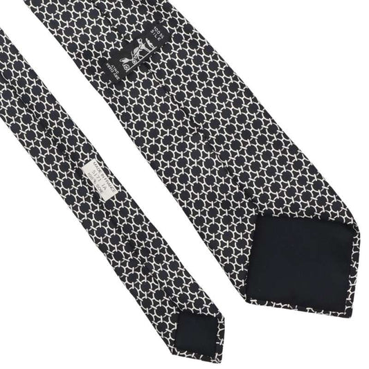 HERMES Silk Patterned Tie (Black/White)