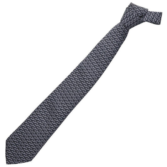 HERMES Silk All-Over Pattern Tie Dark Gray