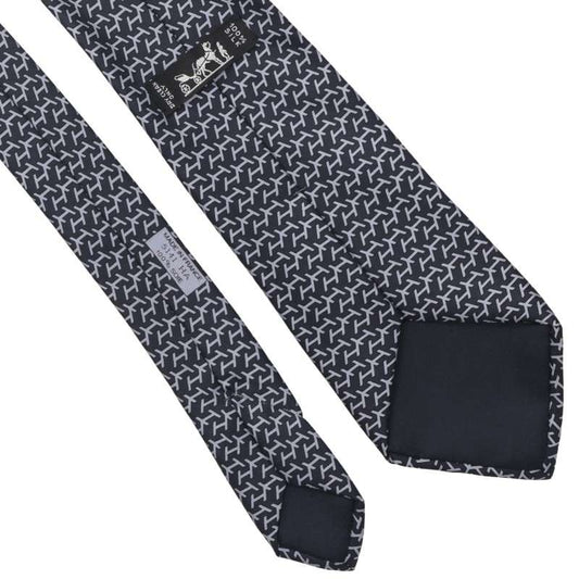 HERMES Silk All-Over Pattern Tie Dark Gray