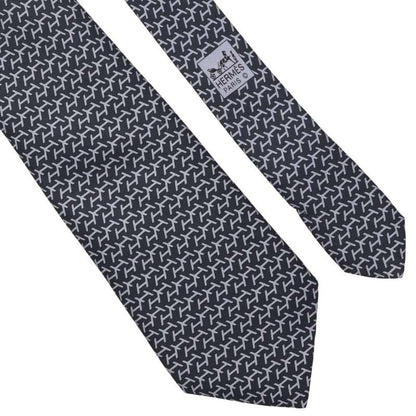 HERMES Silk All-Over Pattern Tie Dark Gray