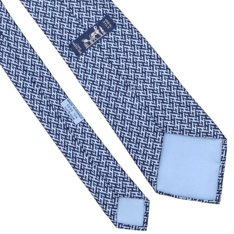 HERMES Silk Patterned Tie (Light Blue)