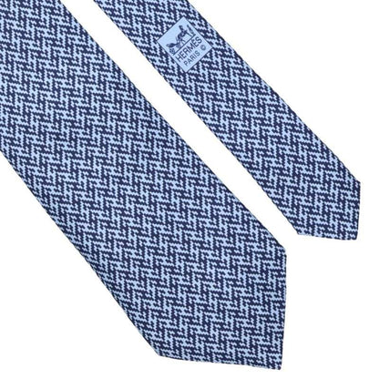 HERMES Silk Patterned Tie (Light Blue)