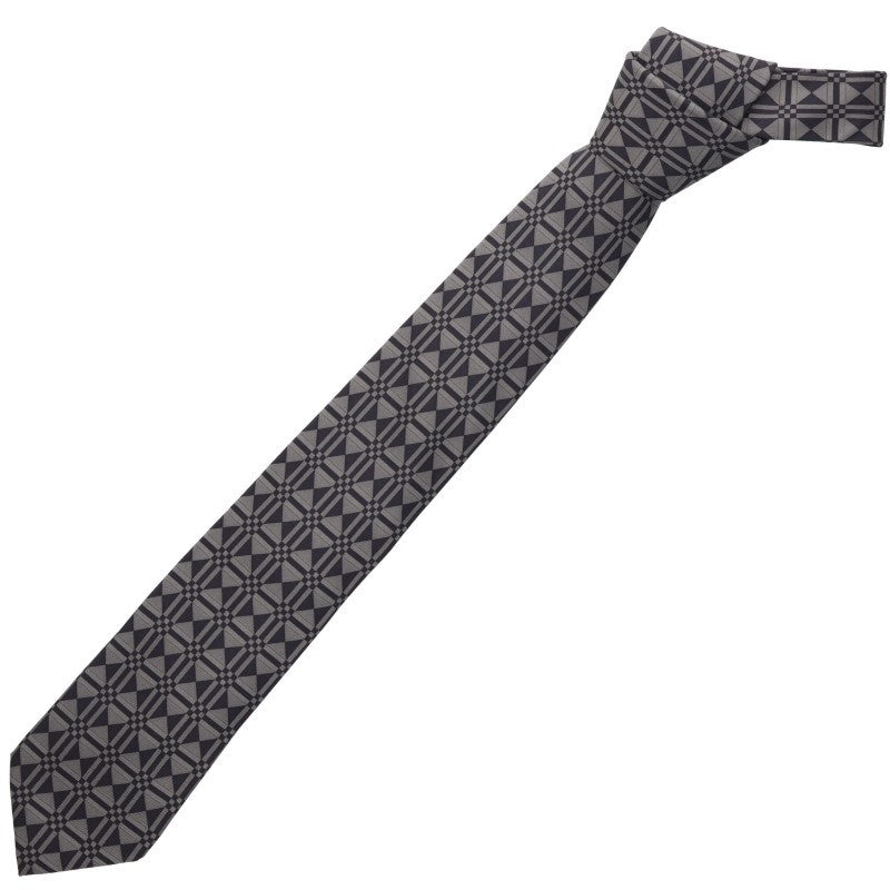 HERMES Silk All-Over Pattern Tie Gray