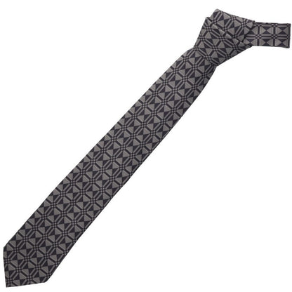 HERMES Silk All-Over Pattern Tie Gray