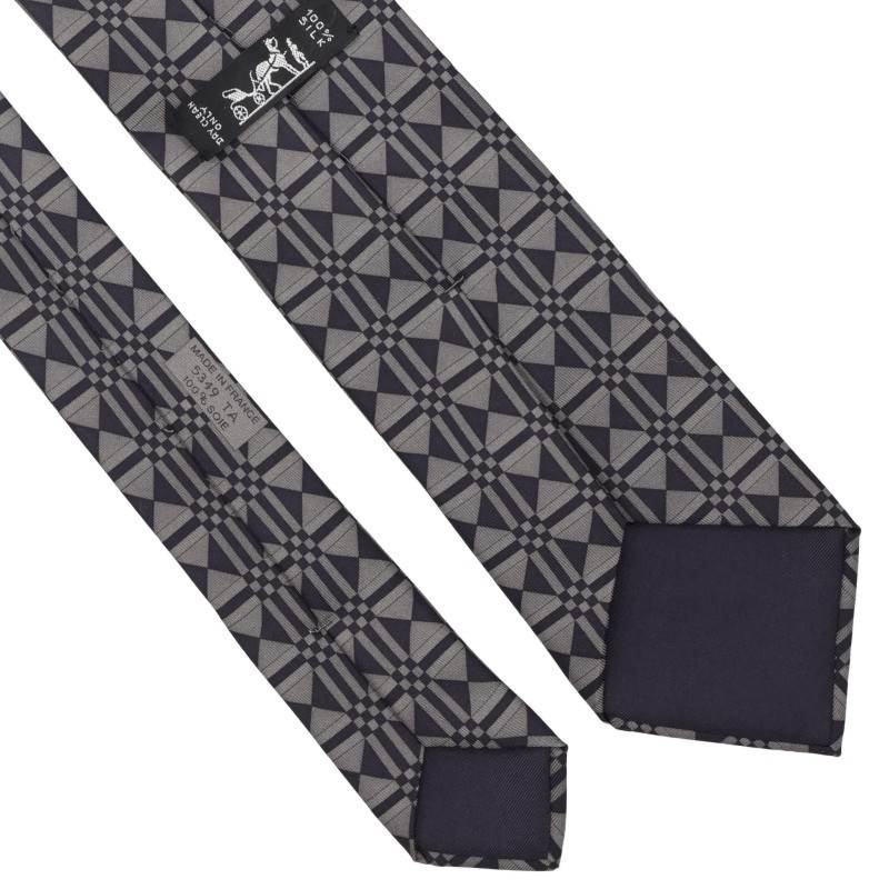 HERMES Silk All-Over Pattern Tie Gray