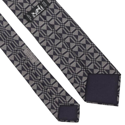 HERMES Silk All-Over Pattern Tie Gray