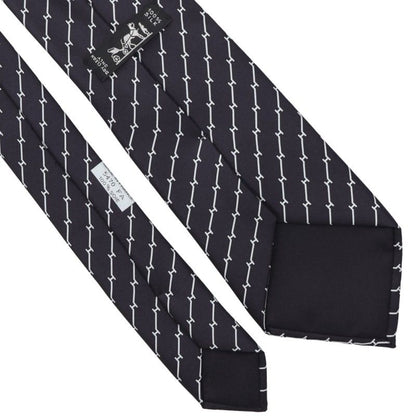 HERMES Silk All-Over Pattern Tie Dark Navy/Lt Blue