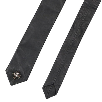 Chrome Hearts Skinny Leather CH Plus Motif Tie Black/Silver