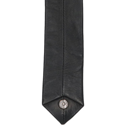 Chrome Hearts Skinny Leather CH Plus Motif Tie Black/Silver