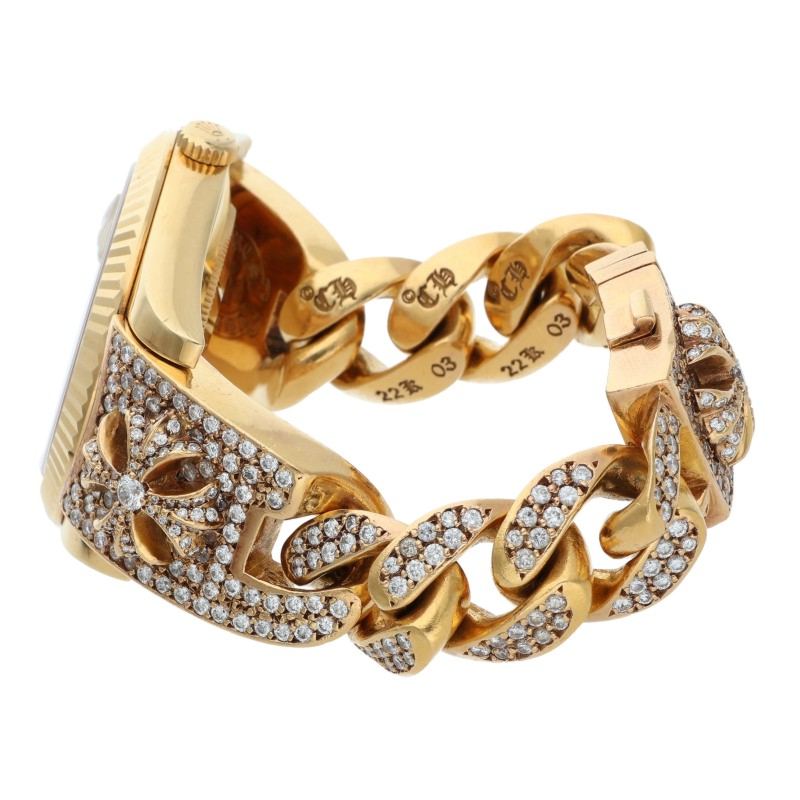 Chrome Hearts Day-Date Pave Diamond CH Gold Watch Size 42MM