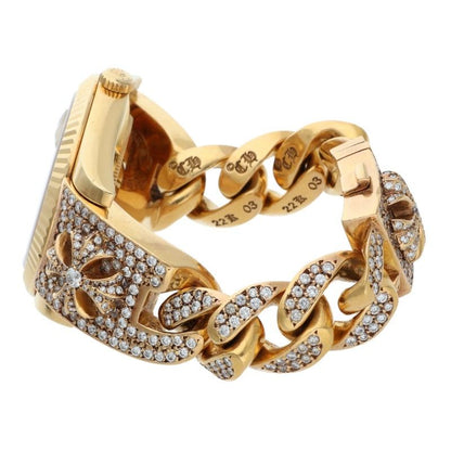 Chrome Hearts Day-Date Pave Diamond CH Gold Watch Size 42MM