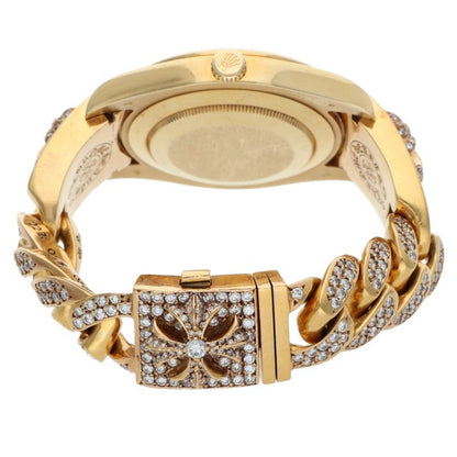 Chrome Hearts Day-Date Pave Diamond CH Gold Watch Size 42MM