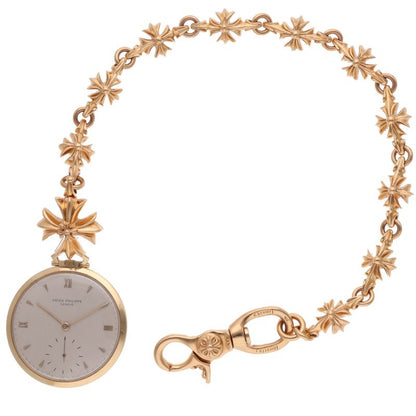 Chrome Hearts 22K Yellow Gold CH PLS Pocket Watch & Chain