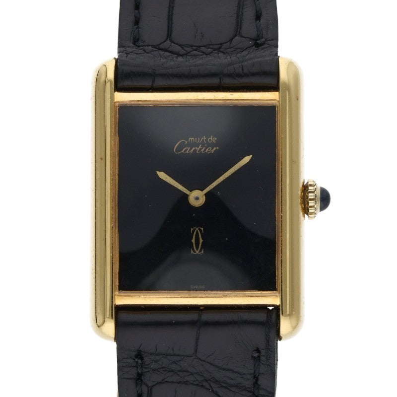 Cartier Must Tank LM Black Dial Watch Size LM