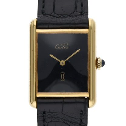 Cartier Must Tank LM Black Dial Watch Size LM