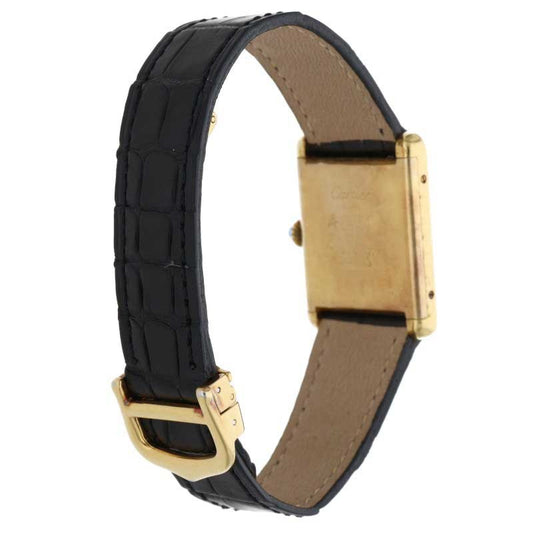 Cartier Must Tank LM Black Dial Watch Size LM