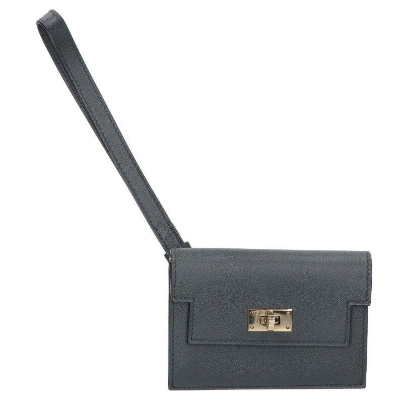 HERMES Kelly Pocket Slim Epsom Card Case Gray Size ONE SIZE