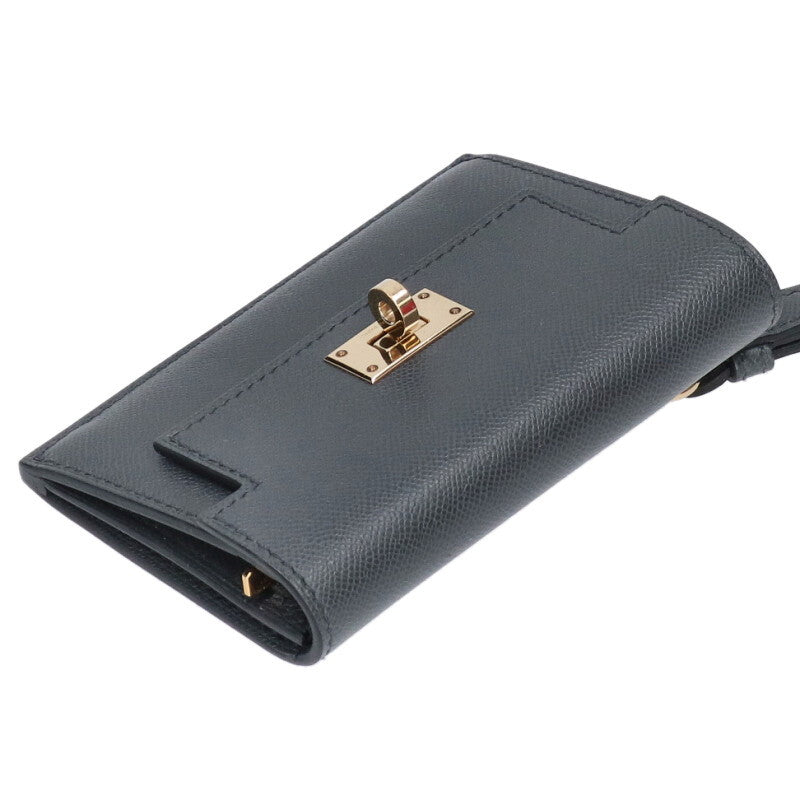 HERMES Kelly Pocket Slim Epsom Card Case Gray Size ONE SIZE
