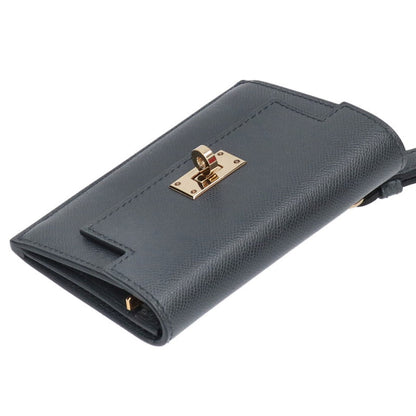 HERMES Kelly Pocket Slim Epsom Card Case Gray Size ONE SIZE
