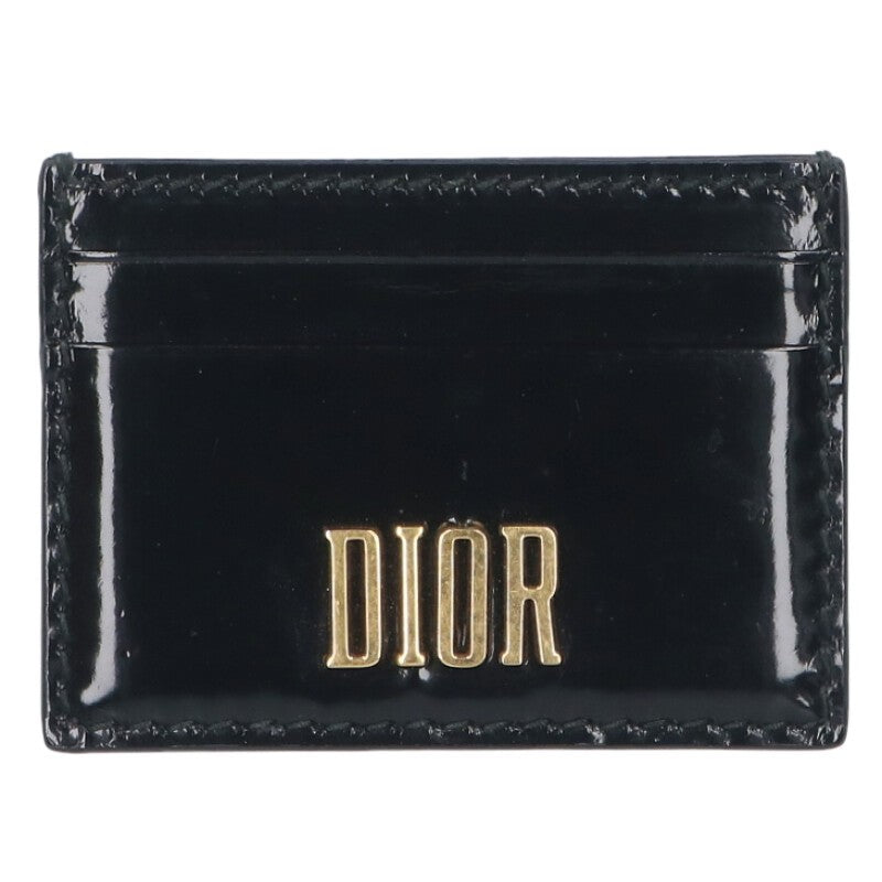 DIOR Patent Leather Logo Card Case Black Size ONE SIZE