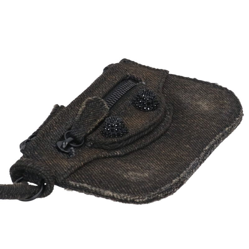 Balenciaga Lucagool Rhinestone denim card case Black One Size