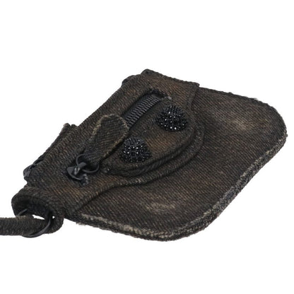 Balenciaga Lucagool Rhinestone denim card case Black One Size