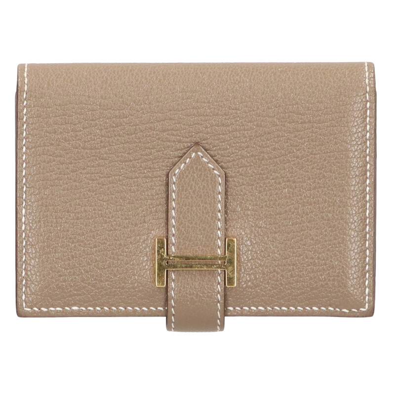 HERMES Bearn Mini Gold Hardware Leather Card Size ONE SIZE
