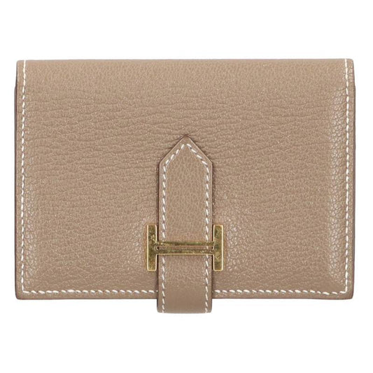 HERMES Bearn Mini Gold Hardware Leather Card Size ONE SIZE