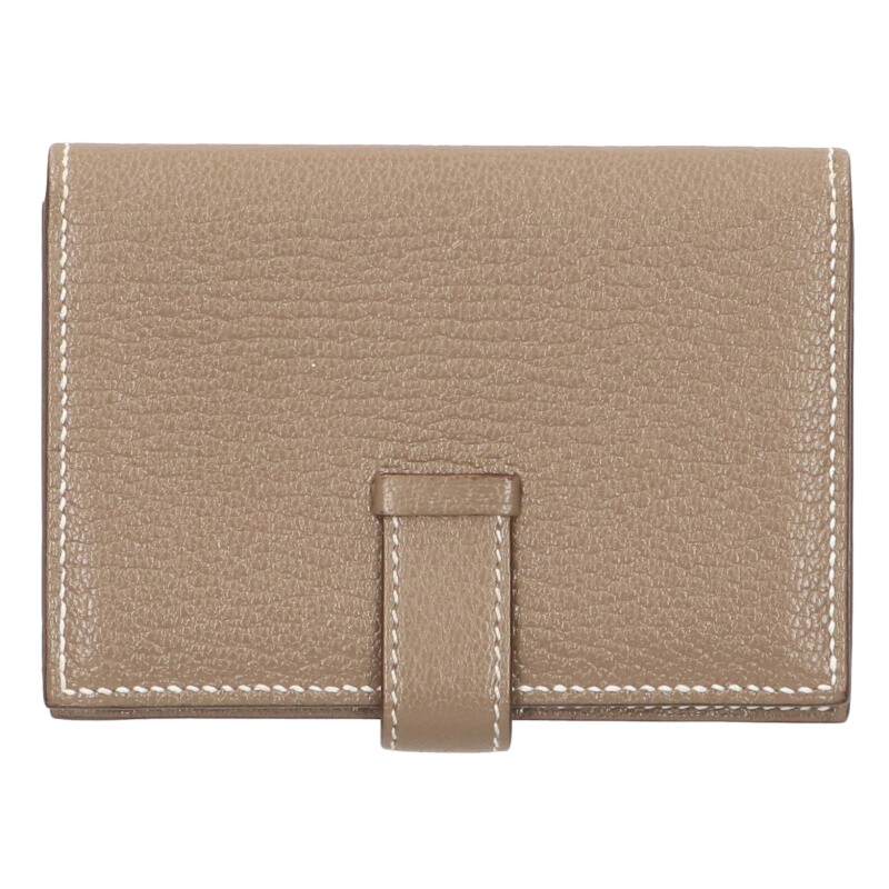 HERMES Bearn Mini Gold Hardware Leather Card Size ONE SIZE