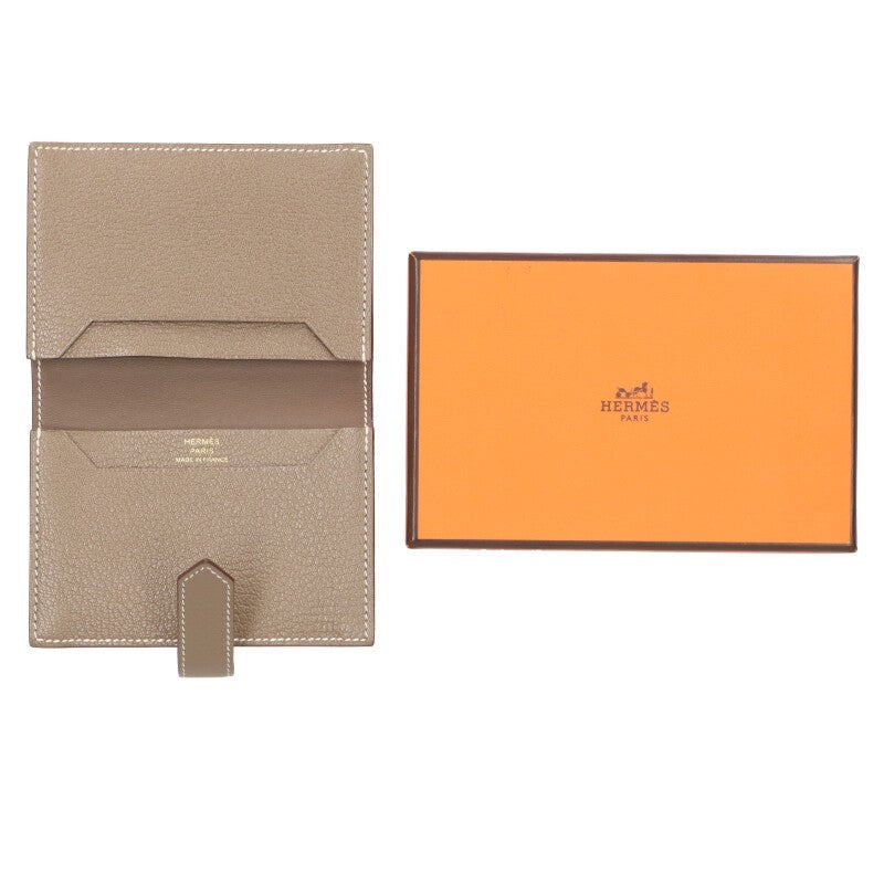 HERMES Bearn Mini Gold Hardware Leather Card Size ONE SIZE
