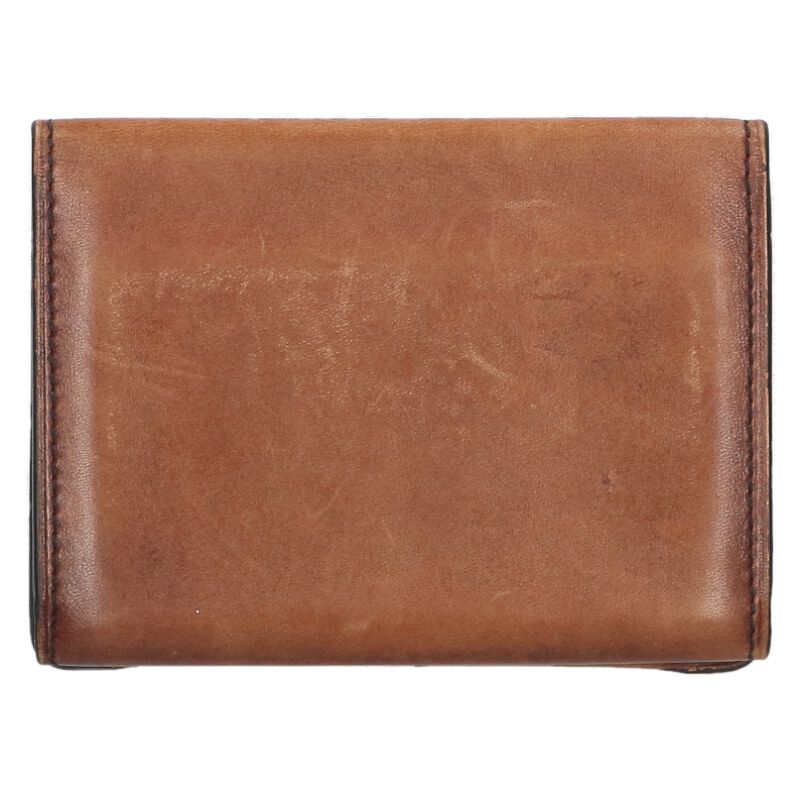 Berluti Calligraphy Leather Card Case Brown Size ONE SIZE