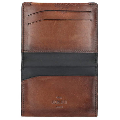 Berluti Calligraphy Leather Card Case Brown Size ONE SIZE