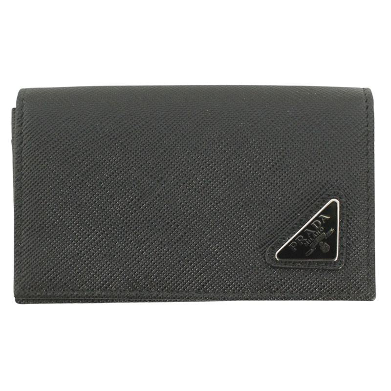 PRADA Triangle Logo Saffiano Leather Card Case Size ONE SIZE