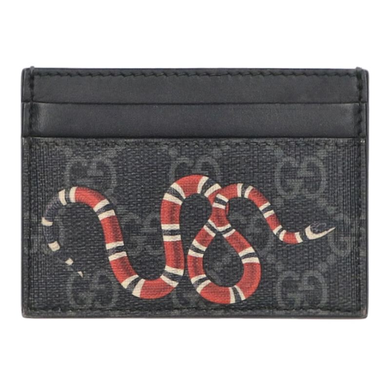 GUCCI Snake Print Card Case Black