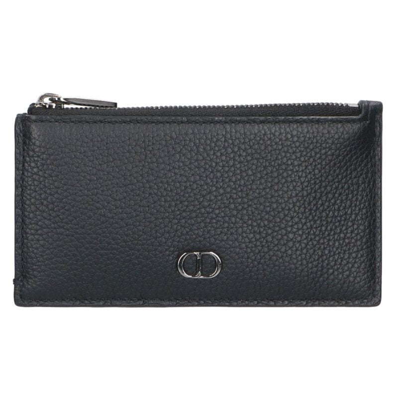 DIOR CD Logo Fragment Leather Card Case Black Size ONE SIZE