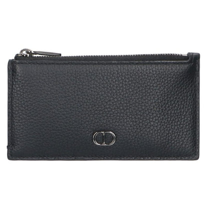 DIOR CD Logo Fragment Leather Card Case Black Size ONE SIZE