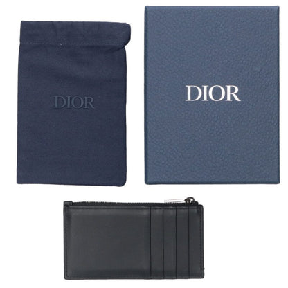 DIOR CD Logo Fragment Leather Card Case Black Size ONE SIZE