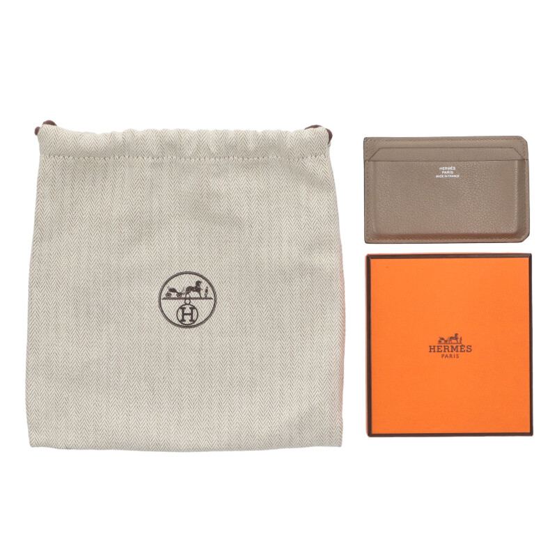 HERMES City 4CC Leather Card Case Beige Size ONE SIZE