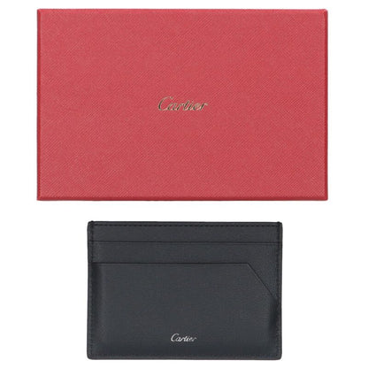 Cartier Panthere Leather Card Holder Black Size ONE SIZE