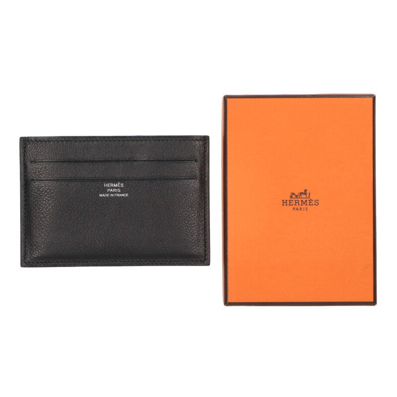 HERMES Citizen Twill Leather Card Case Black Size ONE SIZE