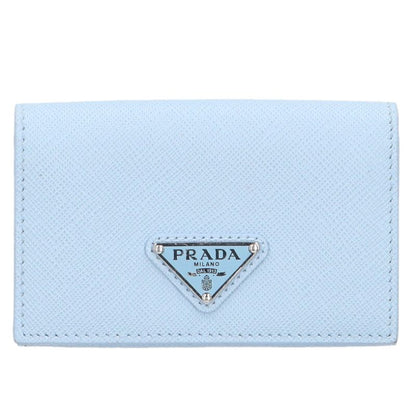 PRADA Saffiano Triangle Logo Card Case Lt Blue Size ONE SIZE