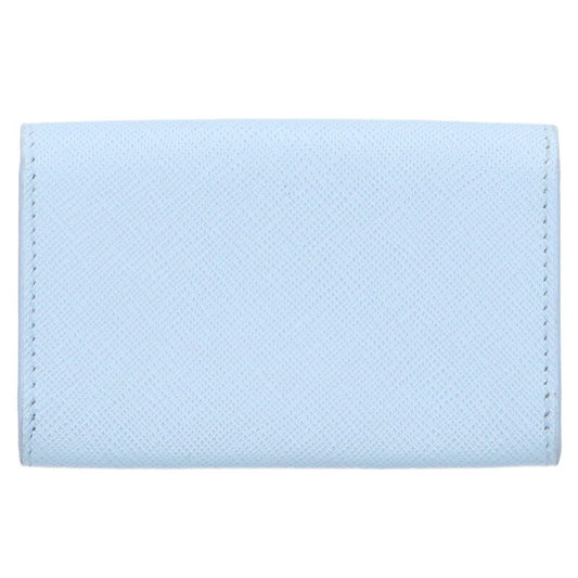 PRADA Saffiano Triangle Logo Card Case Lt Blue Size ONE SIZE