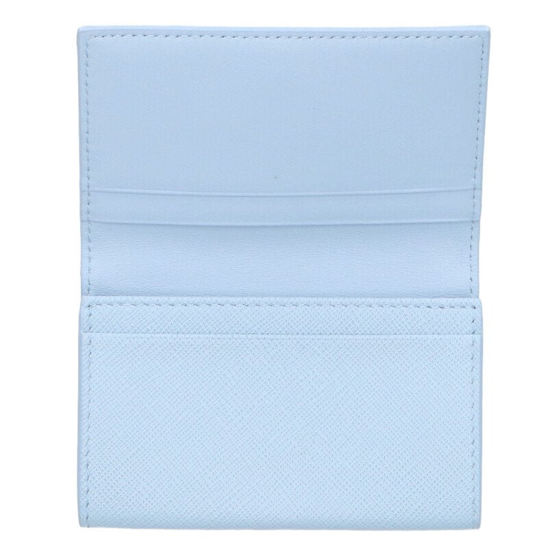 PRADA Saffiano Triangle Logo Card Case Lt Blue Size ONE SIZE