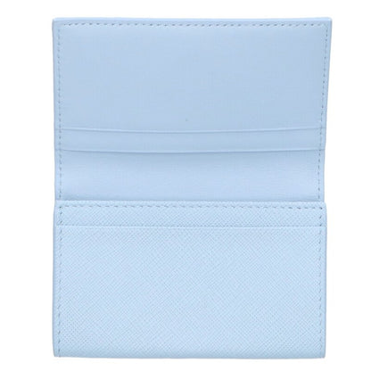 PRADA Saffiano Triangle Logo Card Case Lt Blue Size ONE SIZE