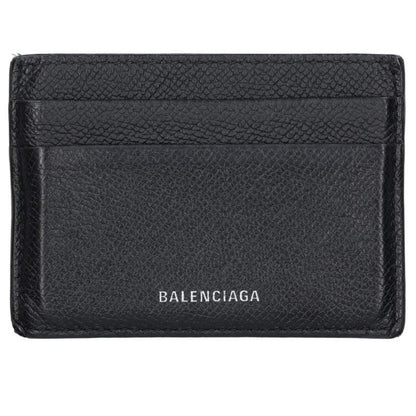 BALENCIAGA 579311 Logo Leather Holder Black Card Case Size ONE SIZE