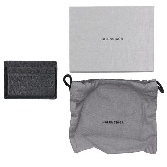 BALENCIAGA 579311 Logo Leather Holder Black Card Case Size ONE SIZE