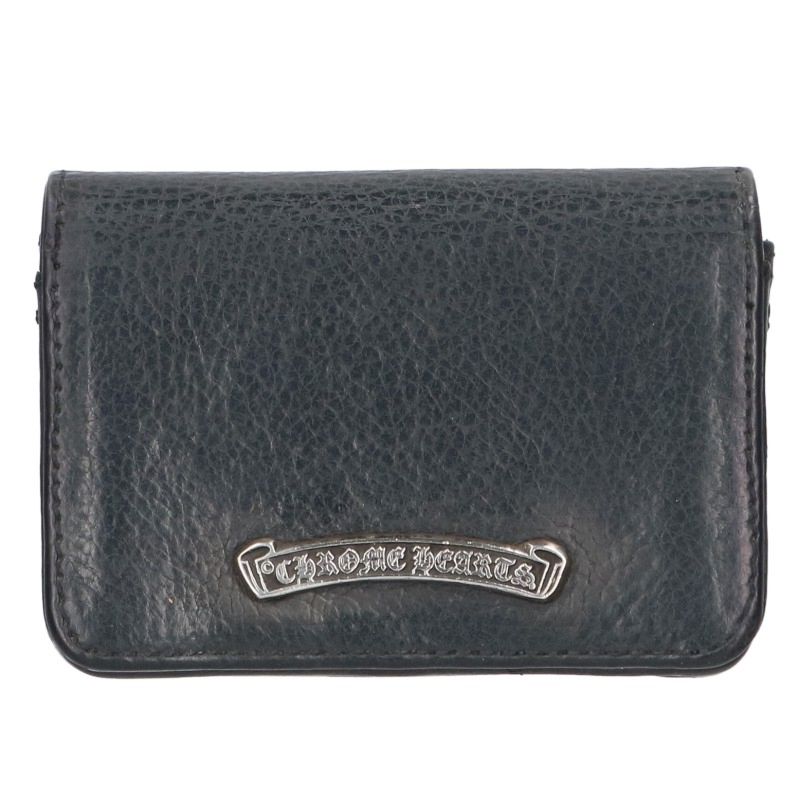 Chrome Hearts Leather Card Holder Black Silver Card Case Size ONE SIZE