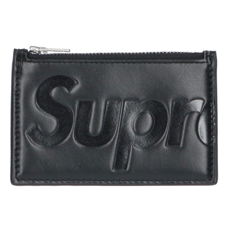 SUPREME 25AW Leather Zip Card Holder Black Card Case Size ONE SIZE
